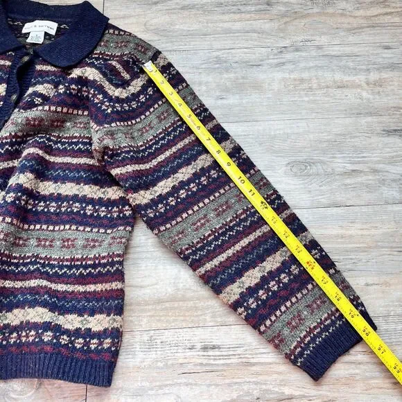 Croft & Barrow Fair Isle Cardigan Eclectic Grandpa Grandma Cottage Navy Button S - Picture 6 of 10